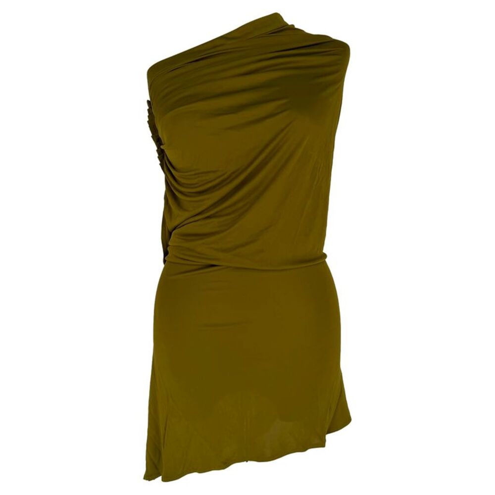 Givenchy Draped One-Shoulder Blouse in Olive Viscose